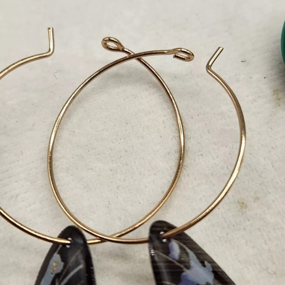 Lot Of 3 Pairs Bijou BRIGITTE Pierced Earrings Butterfly Gold Nugget Green Hoop - Picture 6 of 15